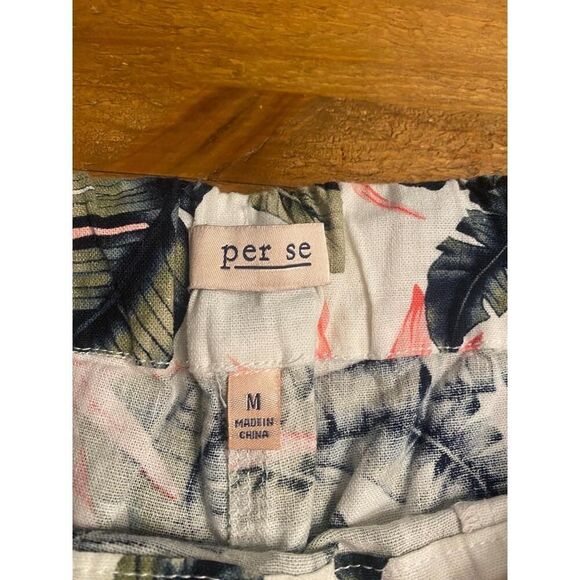 Per Se Medium Linen Shorts Floral Casual Tropical Vacation drawstring - Picture 3 of 5